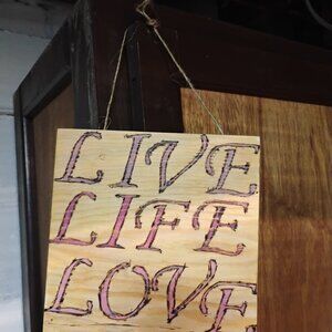 Hanging sign handmade wood decore